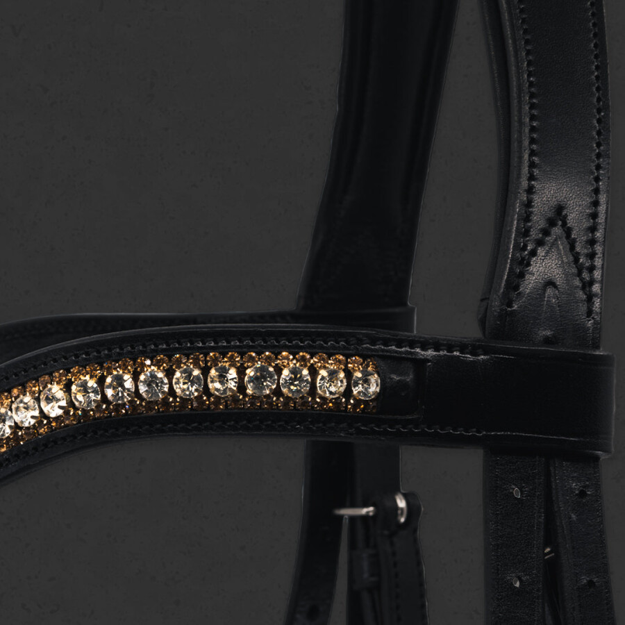 Grainge Dressage Snaffle Bridle with Gold/Silver Crystal Browband - Image 4