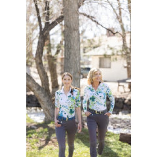 Alternative view of Kastel Elbow Length Sleeve Green Watercolour Floral Shirt