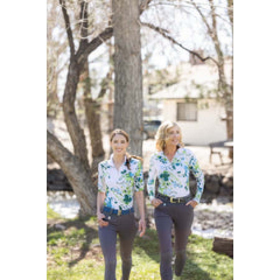 Kastel Elbow Length Sleeve Green Watercolour Floral Shirt - Image 2