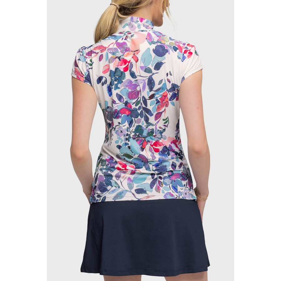 Kastel Cap Sleeve Amethyst Watercolour Floral Shirt - Image 2