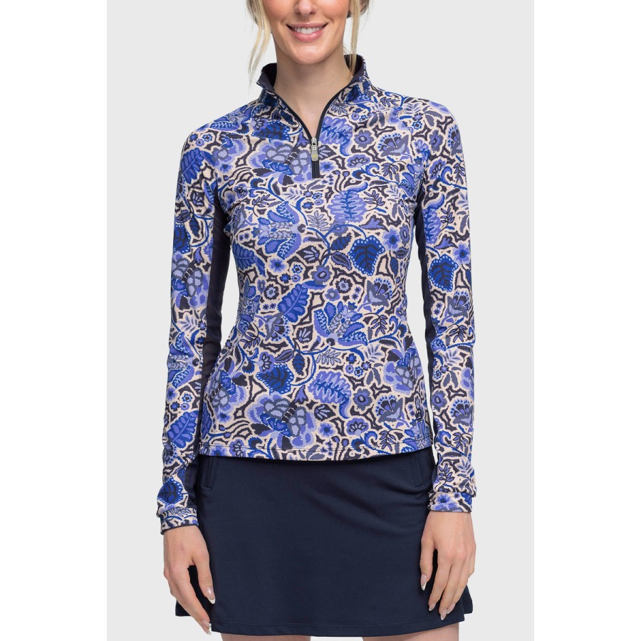 Kastel Long Sleeve Navy Foliage Shirt