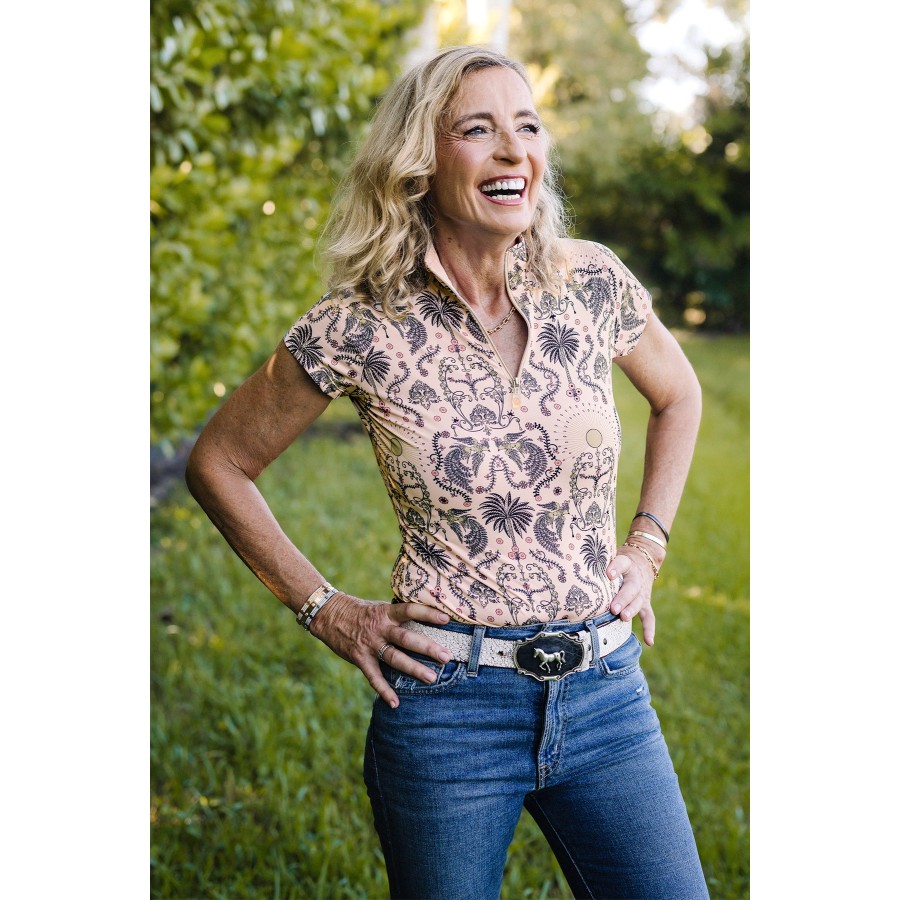 Kastel Cap Sleeve Regal Palm Shirt