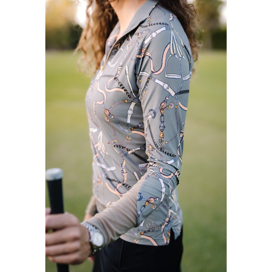 Kastel Long Sleeve Taupe Belts Shirt - Image 4