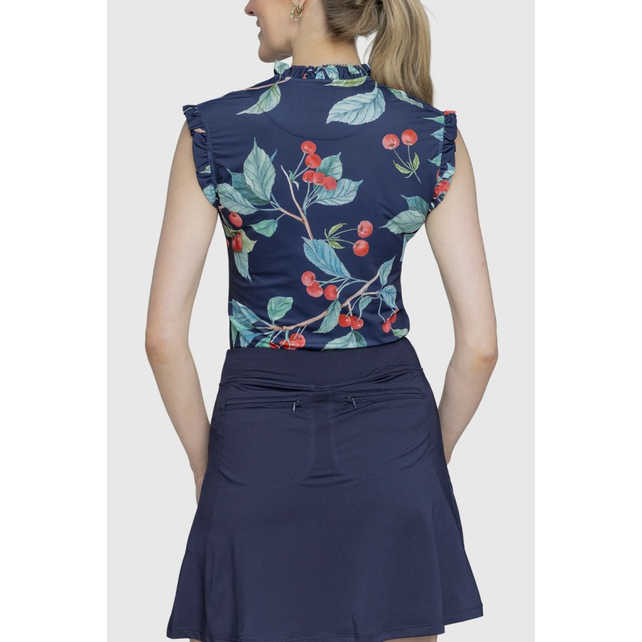 Kastel Ruffle Tank Navy Cherries Shirt - Image 2
