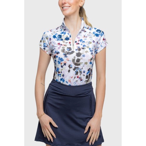 Kastel Cap Sleeve Seaside Abstract Shirt