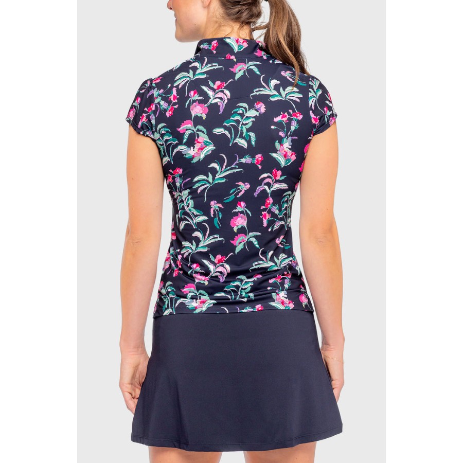 Kastel Navy Garden Blooms Cap Sleeve Shirt - Image 2