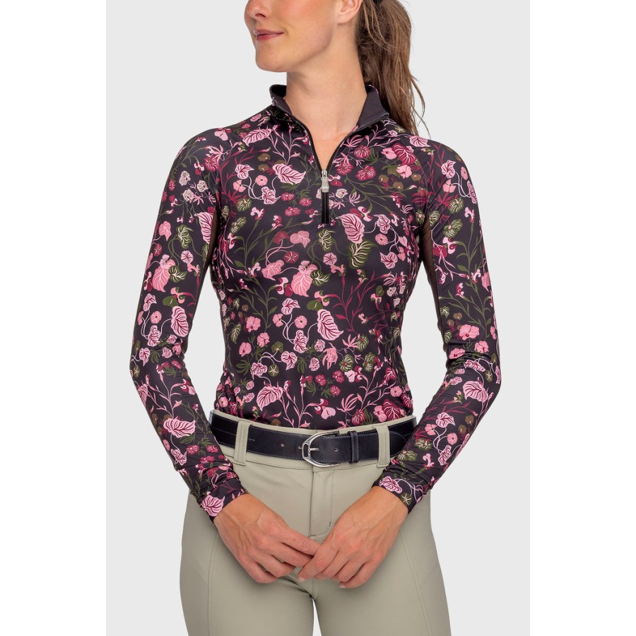 Kastel Long Sleeve Black Modern Begonia Shirt