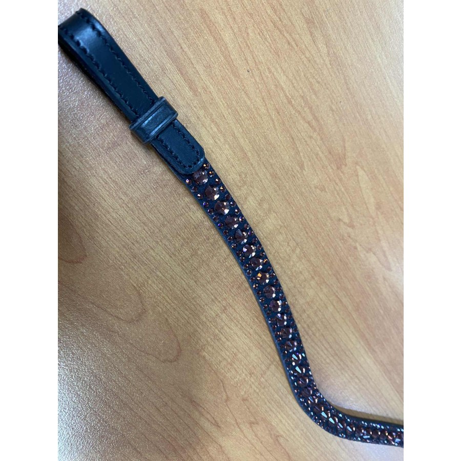 Horze Sondrio Browband Black with Red Crystals