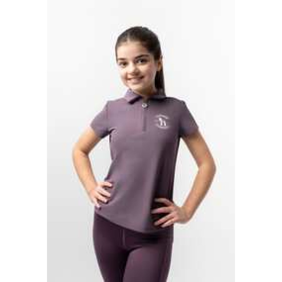 Horze Fay Junior Polo Shirt Black Plum - Image 2