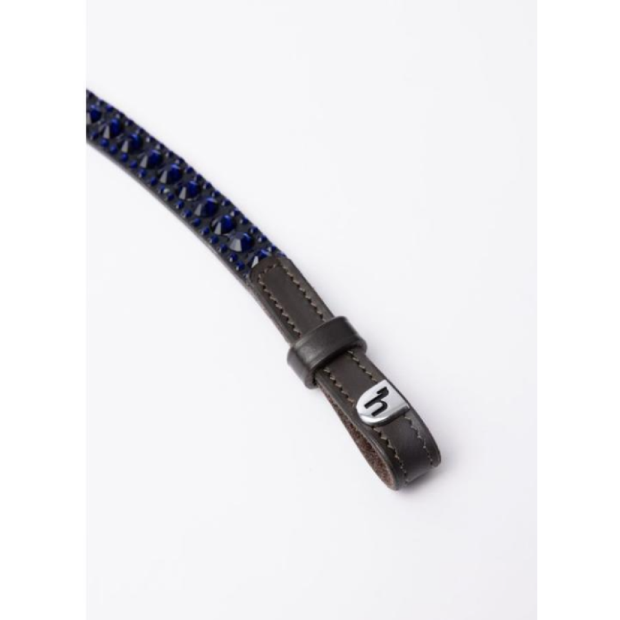 Horze Sondrio Browband Brown with Blue Crystals - Image 2