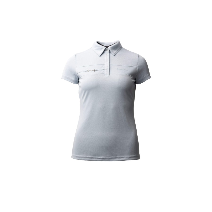 Horze Corinne Polo Shirt Grey Dawn Blue