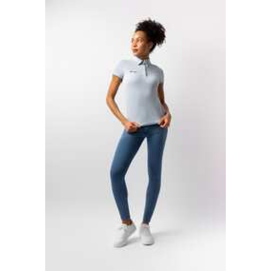 Horze Corinne Polo Shirt Grey Dawn Blue - Image 5