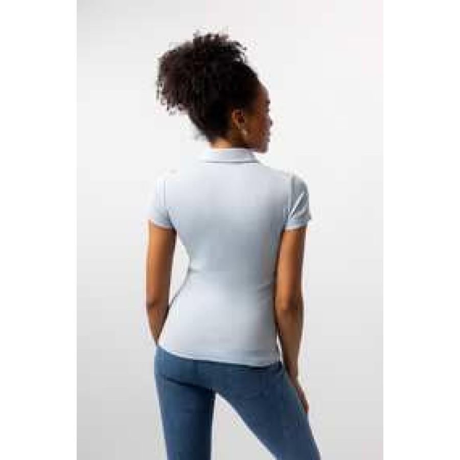 Horze Corinne Polo Shirt Grey Dawn Blue - Image 4