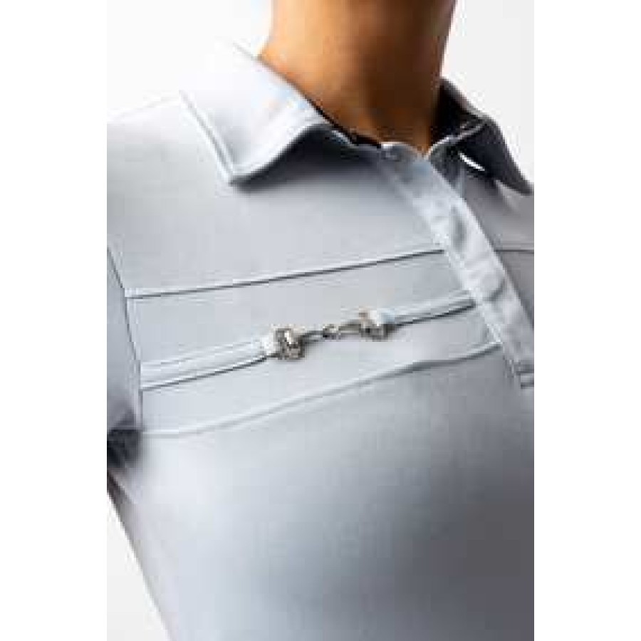 Horze Corinne Polo Shirt Grey Dawn Blue - Image 2