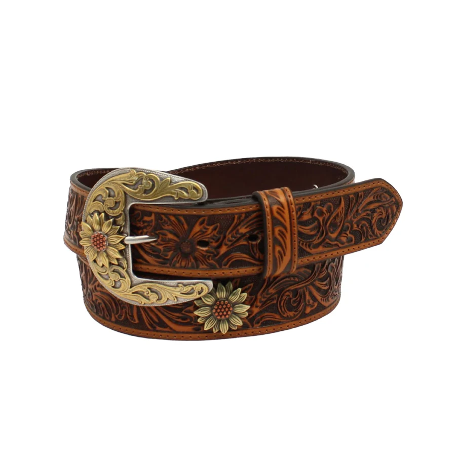 Ariat Floral Tooled Belt Brown 1-1/2 Inch