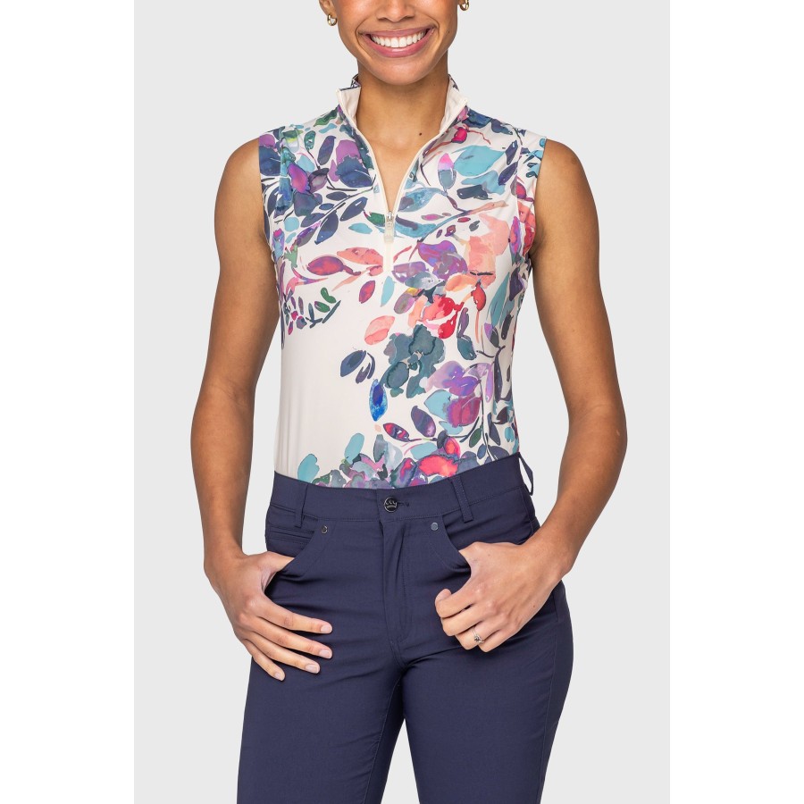 Kastel Tank Top Amethyst Watercolour Ruched Back