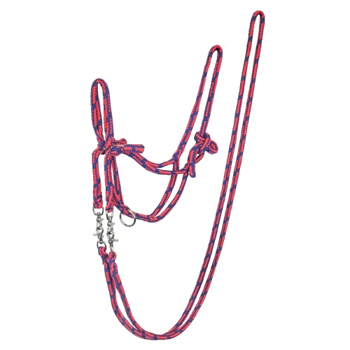 Zilco Rope Halter & Reins Navy/Red