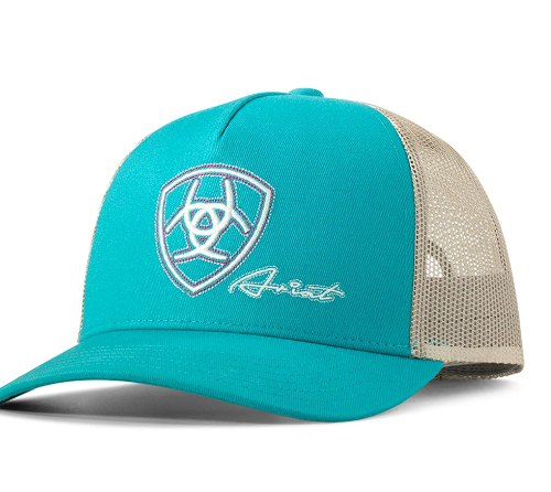 Ariat Shield Logo Mesh Snap Back Cap Turquoise