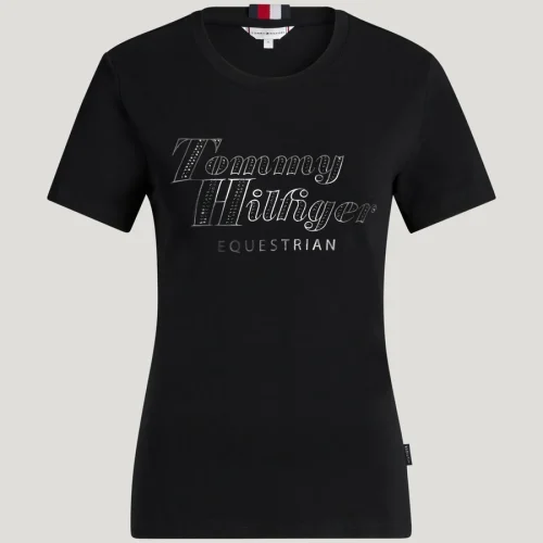 Tommy Hilfiger Malibu Rhinestone T-Shirt Black - Image 3