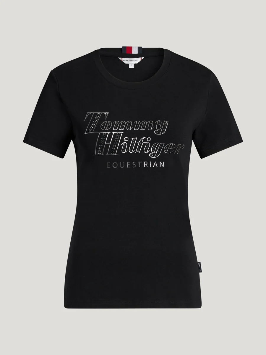 Tommy Hilfiger Malibu Rhinestone T-Shirt Black - Image 3